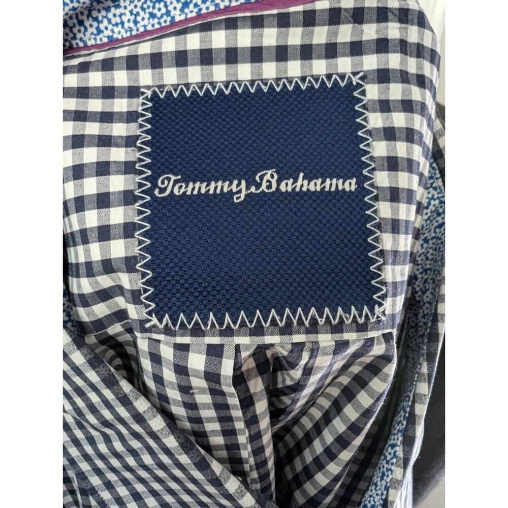 Tommy Bahama Men's Blue Gingham Shirt Newport Grazie 100% Pima Cotton Size XXL - Picture 9 of 11